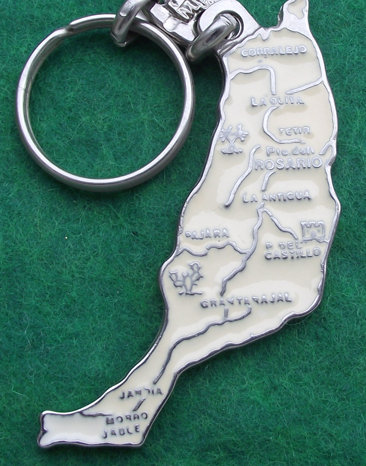 Vintage Fuerteventura Island Country Map Outline and Regions Keyring