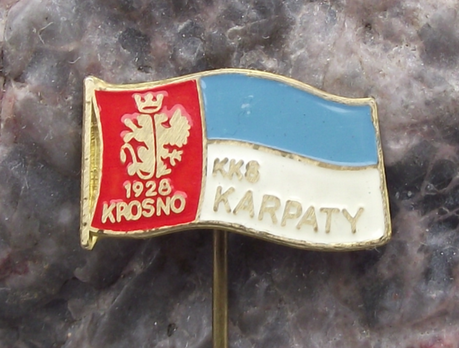 Vintage KKS Karpaty Krosno Poland Football Club Flag Pin Badge