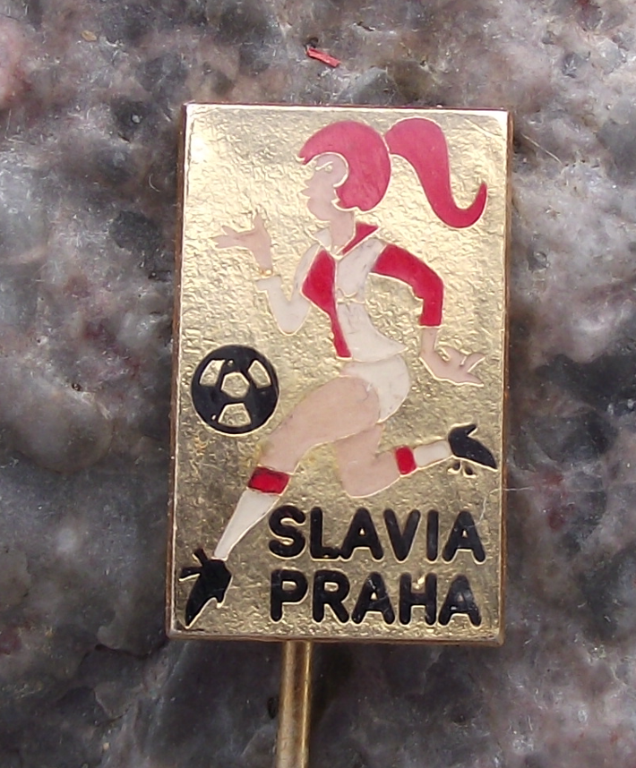 Vintage Slavia Prague Czechoslovakia Women's Football Club Pin Badge