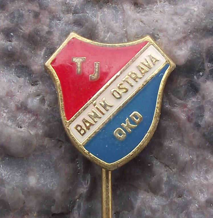 Vintage TJ Banik Ostrava OKD Czech Football Soccer Club Pin Badge