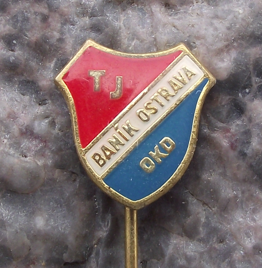 Vintage TJ Banik Ostrava OKD Czech Football Soccer Club Pin Badge