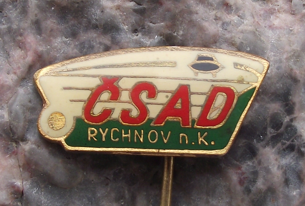 Vintage Rychnov nad Kneznou Czech CSAD Bus Coach Transport Pin Badge