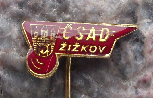 Vintage Prague Zizkov District CSAD Bus Coach Transport Firm Company Pin Badge