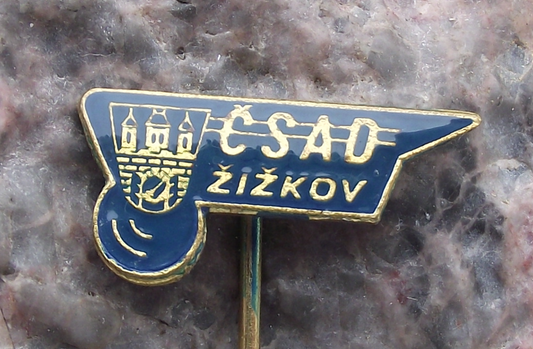Vintage Prague Zizkov District CSAD Bus Coach Transport Firm Company Pin Badge
