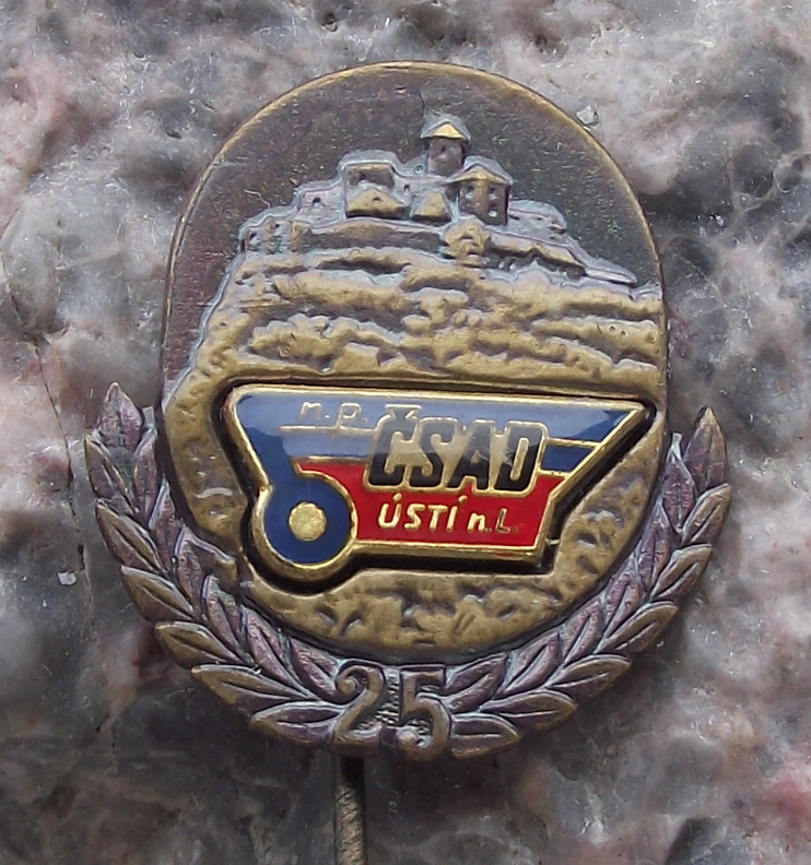 1974 Usti nad Labem CSAD Bus Coach Transport Firm 25th Anniversary Pin Badge