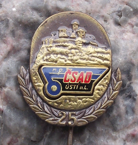 1974 Usti nad Labem CSAD Bus Coach Transport Firm 25th Anniversary Pin Badge