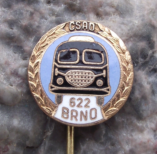 Vintage Czech City of Brno CSAD Route 622 Skoda Bus State Transport Pin Badge