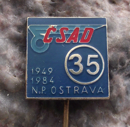 1984 CSAD Ostrava N.P. 35th Anniversary Czech State Bus Company Pin Badge