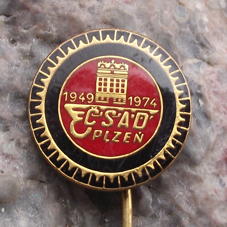 1974 CSAD Plzen 25th Anniversary Czech State Bus Company Pin Badge