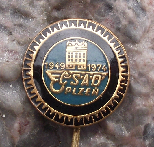 1974 CSAD Plzen 25th Anniversary Czech State Bus Company Pin Badge