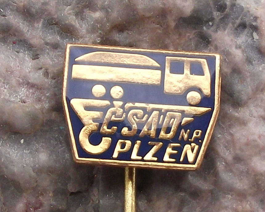 Vintage CSAD Plzen Czech State Transport Company Truck Bus Crane Pin Badge