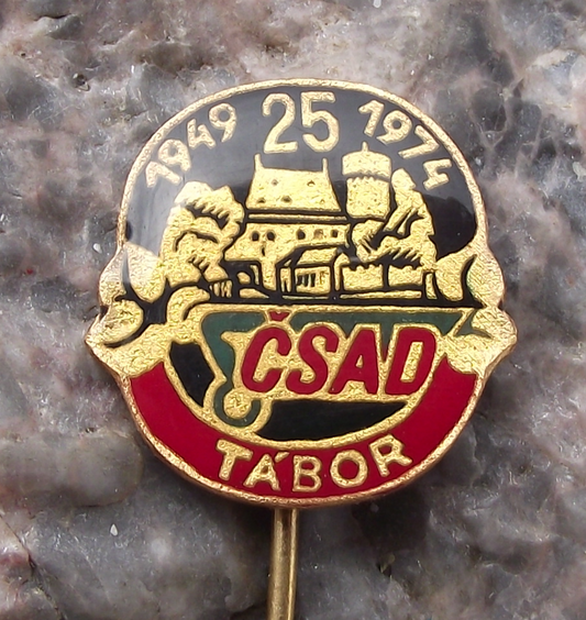 1974 CSAD Tabor Czech Passenger Bus Freight Firm 25th Anniversary Pin Badge