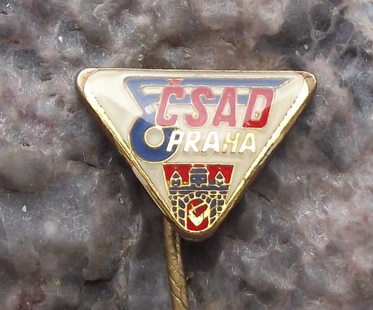 Vintage CSAD Prague Praha Czech Bus Company Triangle Pin Badge