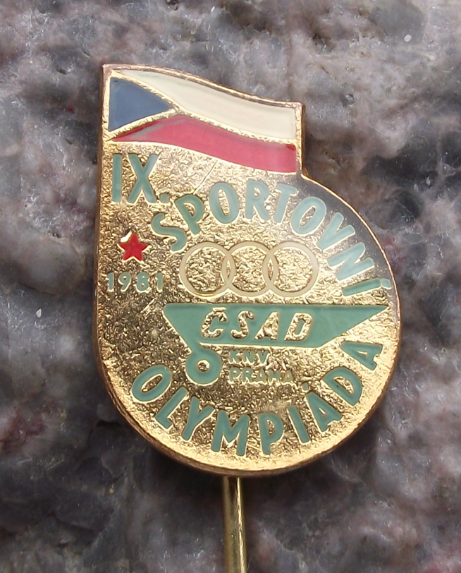 1981 CSAD Prague Praha Czech Bus Company 9th Olympics Sports Pin Badge