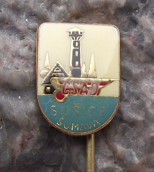 Vintage CSAD Susice Sumava Czech Transport Bus Company Pin Badge
