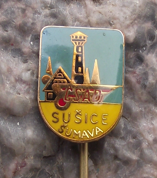 Vintage CSAD Susice Sumava Czech Transport Bus Company Pin Badge