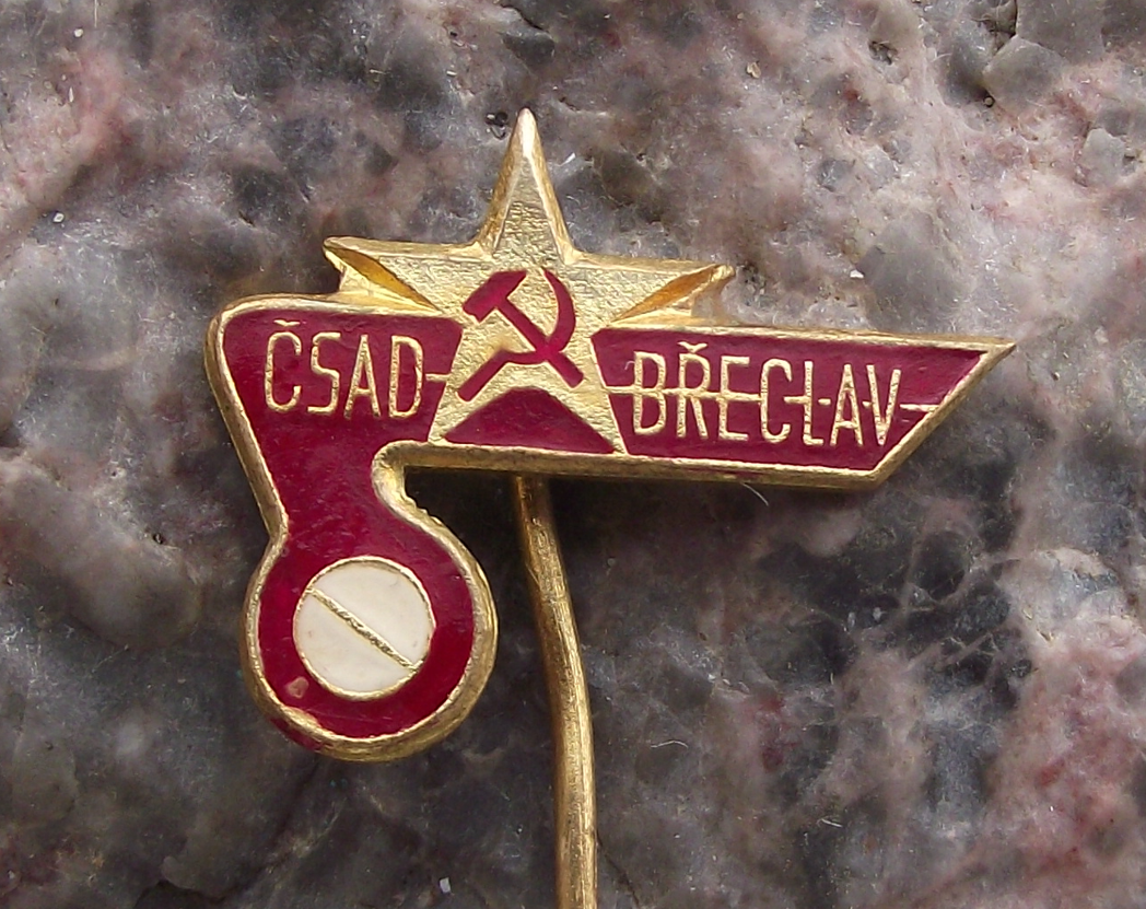 Vintage CSAD Breclav Czech Transport Bus Company Star Logo Pin Badge