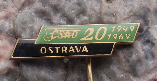 1969 CSAD Ostrava 20th Anniversary Czech State Bus Company Pin Badge