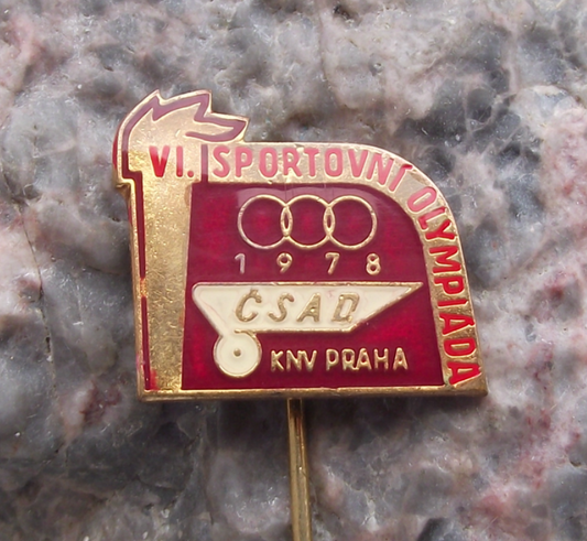 1978 CSAD Prague Praha Czech Bus Company 6th Olympics Sports Pin Badge