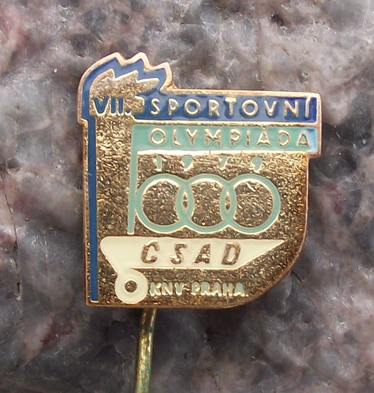 1979 CSAD Prague Praha Czech Bus Company 7th Olympics Sports Pin Badge