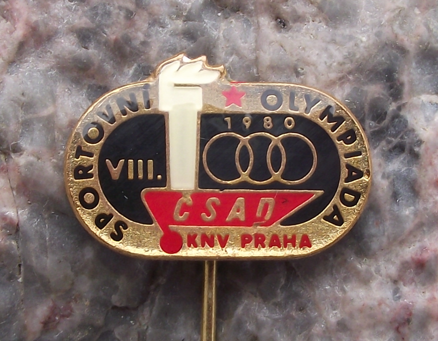 1980 CSAD Prague Praha Czech Bus Company 8th Olympics Sports Pin Badge