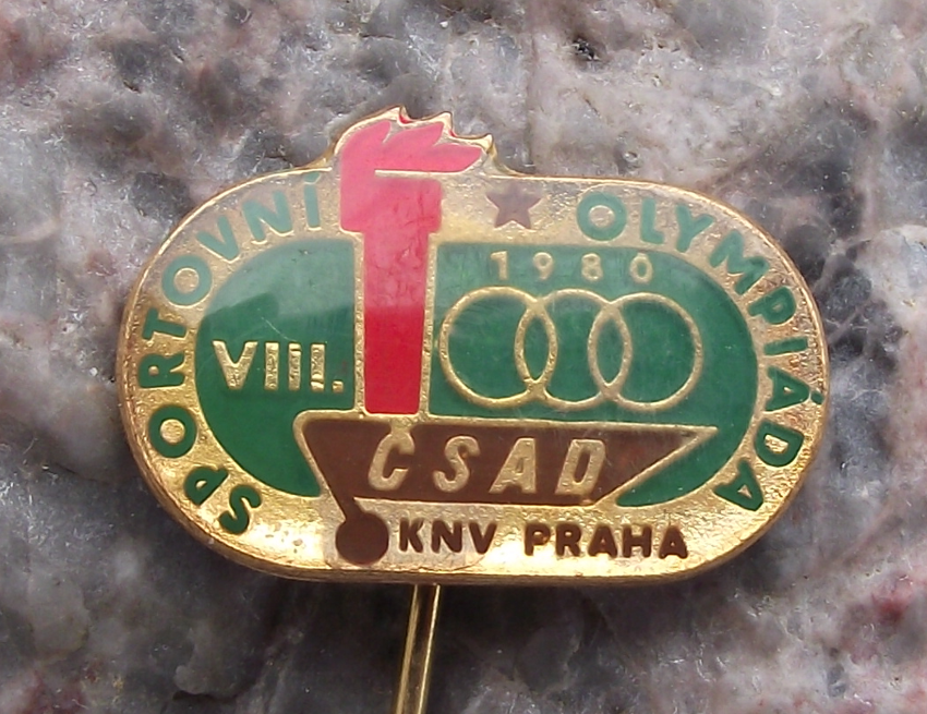 1980 CSAD Prague Praha Czech Bus Company 8th Olympics Sports Pin Badge
