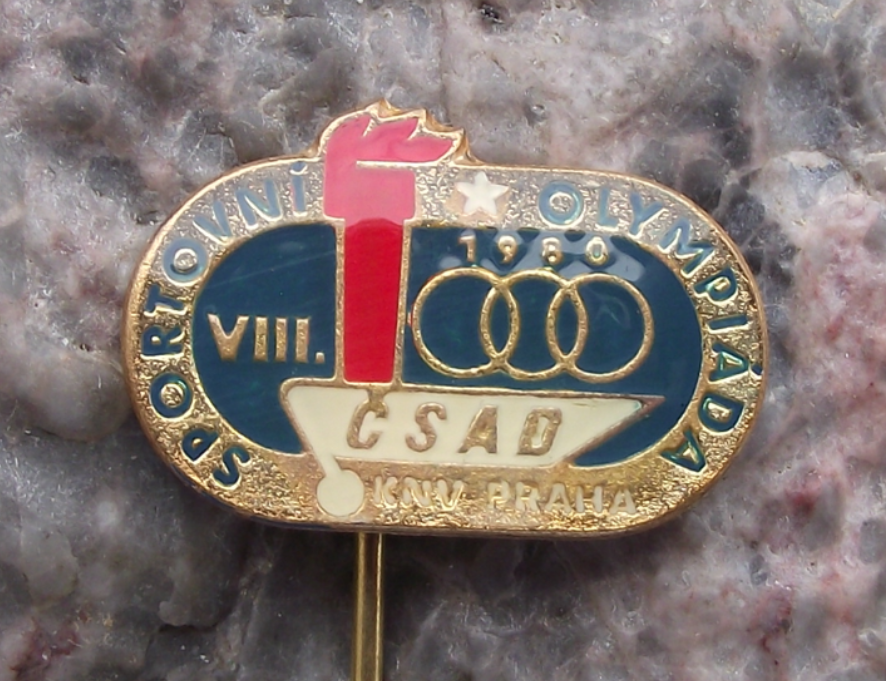 1980 CSAD Prague Praha Czech Bus Company 8th Olympics Sports Pin Badge