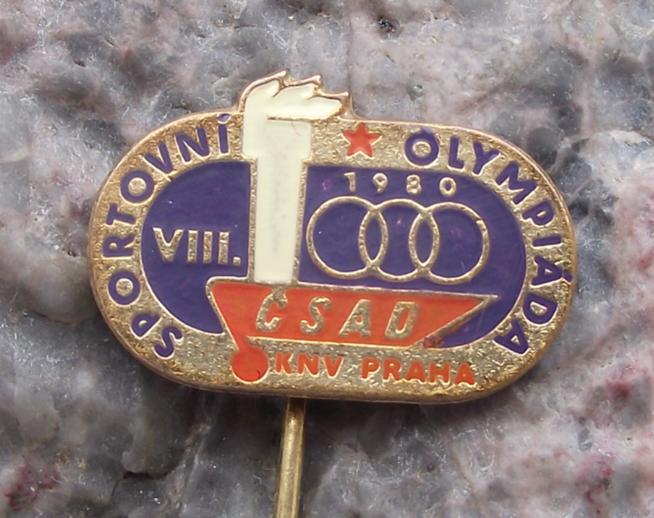 1980 CSAD Prague Praha Czech Bus Company 8th Olympics Sports Pin Badge