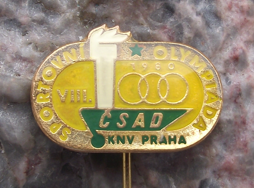 1980 CSAD Prague Praha Czech Bus Company 8th Olympics Sports Pin Badge