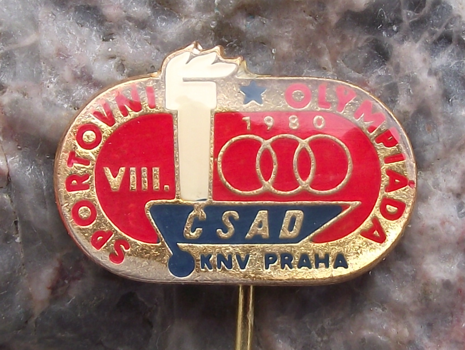 1980 CSAD Prague Praha Czech Bus Company 8th Olympics Sports Pin Badge