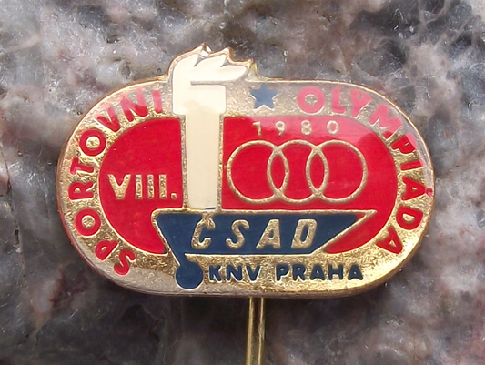 1980 CSAD Prague Praha Czech Bus Company 8th Olympics Sports Pin Badge