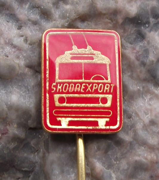 Vintage Skoda Trolleybus Electric Bus Coach Skoda Export Company Pin Badge