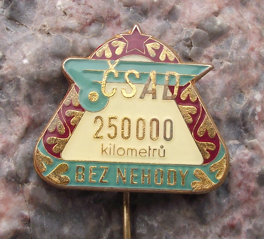 Rare CSAD Czech State Bus Company 250000km Safety Record Award Pin Badge