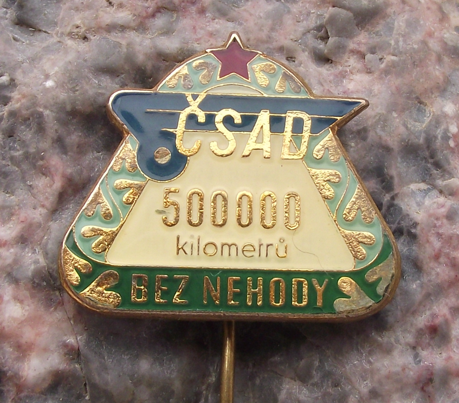 Rare CSAD Czech State Bus Company 500000km Safety Record Award Pin Badge