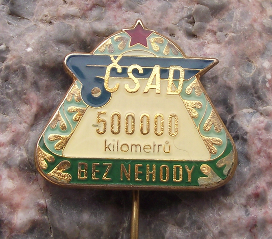 Rare CSAD Czech State Bus Company 500000km Safety Record Award Pin Badge