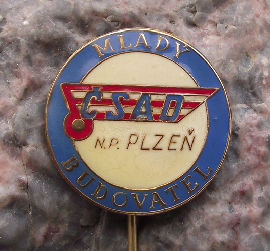 Vintage CSAD Young Citizen Plzen Czechoslovakia Youth Pin Badge