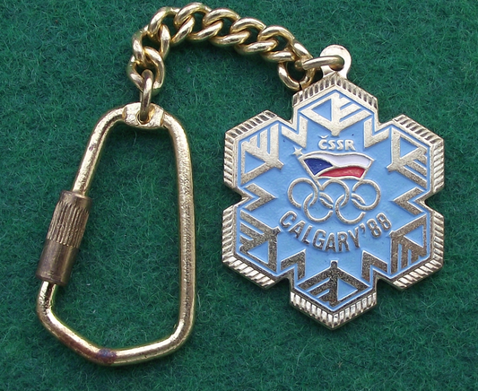 1988 Calgary Canada Winter Olympic Games Czech Team Snowflake Keychain Keyring