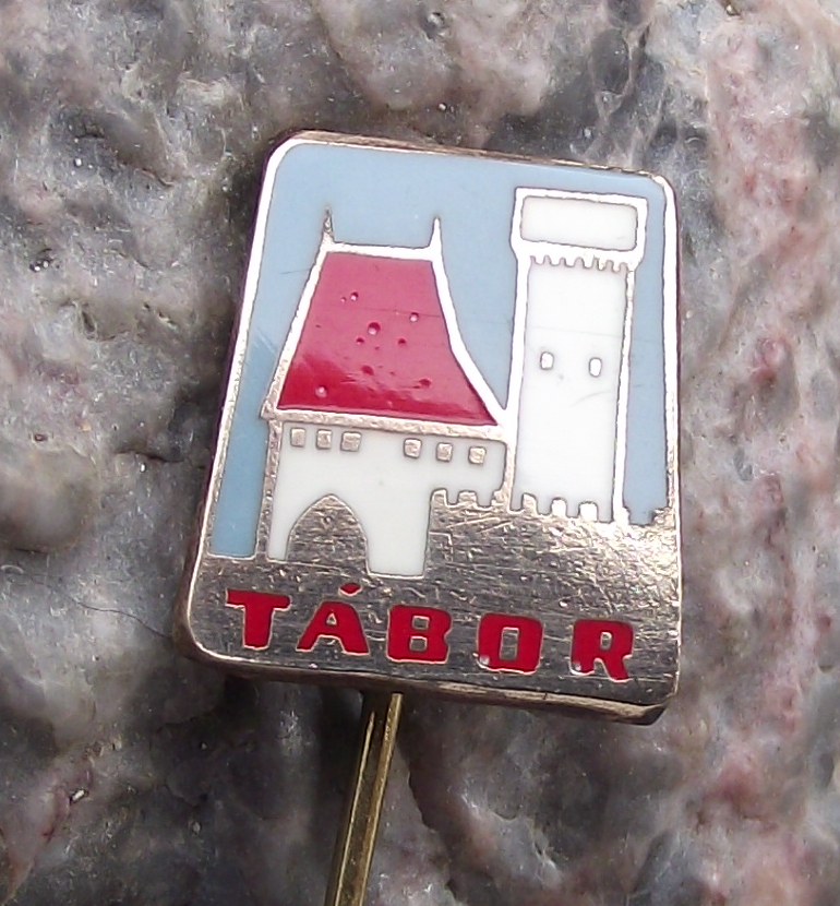 Vintage Tabor Czech Taborites Religion Walled City Tourist Souvenir Pin Badge
