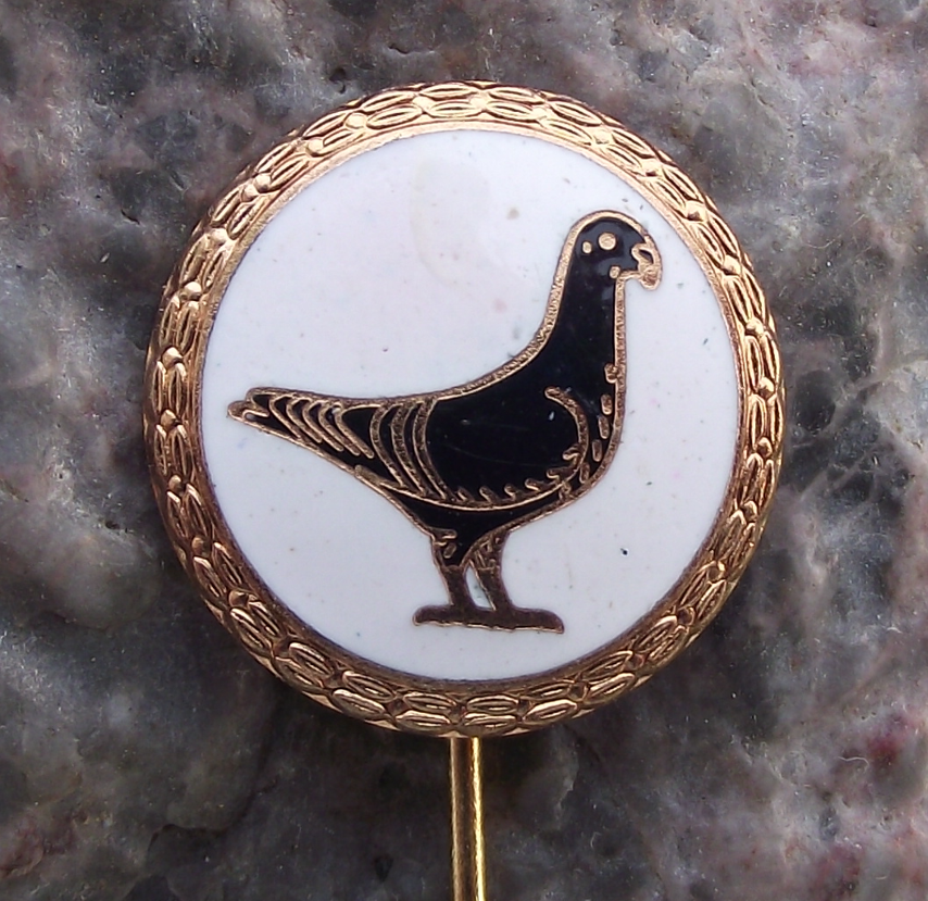 Vintage Czechoslovakia Homing Pigeon Breeders Fanciers Bird Laurels Pin Badge