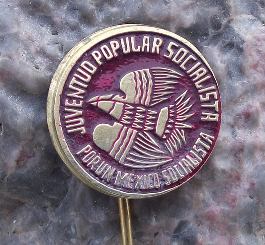 Vintage Mexico Socialist Popular Youth Juventud Popular Socialista Pin Badge
