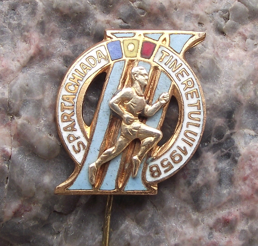 1956 Socialist 3rd Romania Youth Spartakiad Athletics Youth Sports Pin Badge