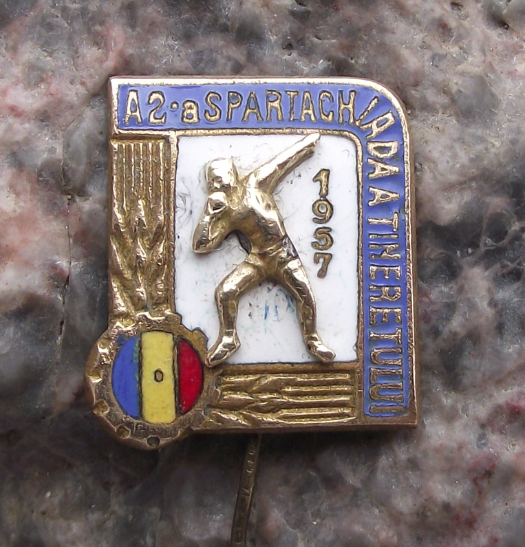 1957 Socialist 2nd Romania Youth Spartakiad Athletics Youth Sports Pin Badge