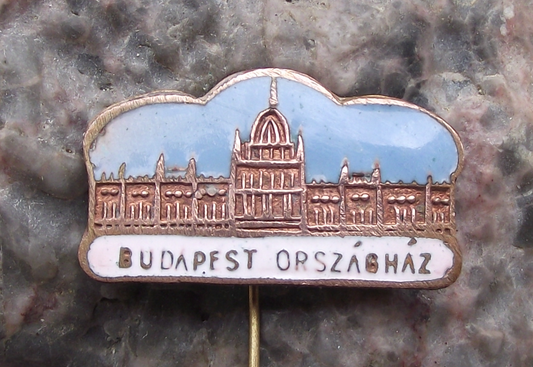 Vintage Budapest Parliament Building Hungary Országház Tourist Pin Badge
