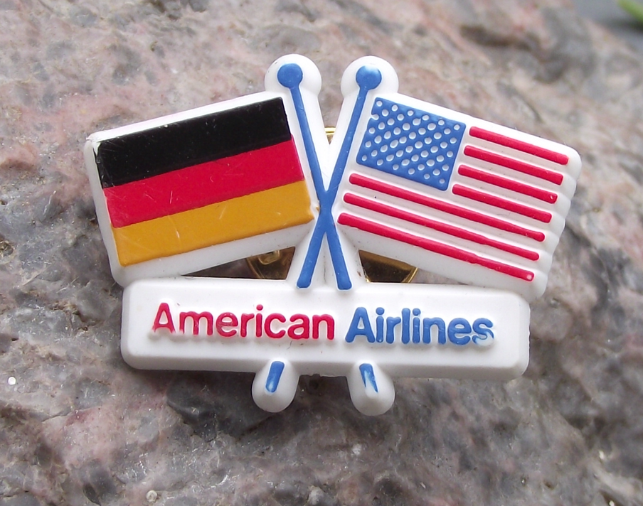 1985 American Airlines Inaugural Flight to Germany by DC-10 Flags Pin Badge