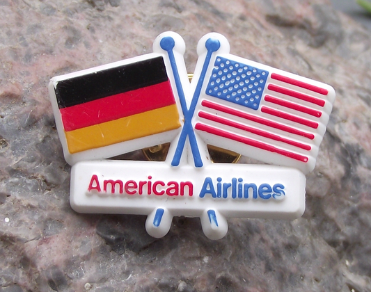 1985 American Airlines Inaugural Flight to Germany by DC-10 Flags Pin Badge