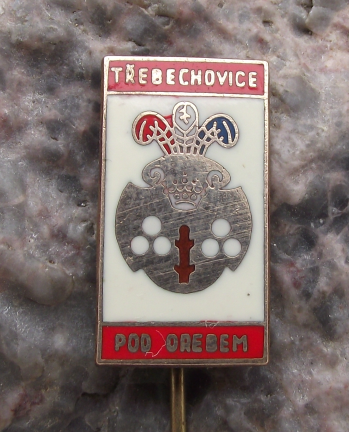 Vintage Trebechovice pod Orebem Coat of Arms Heraldic Crest Souvenir Pin Badge