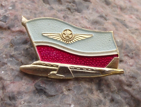 Vintage North Korean Airways Airlines Logo Flag Aircraft Air Koryo Pin Badge
