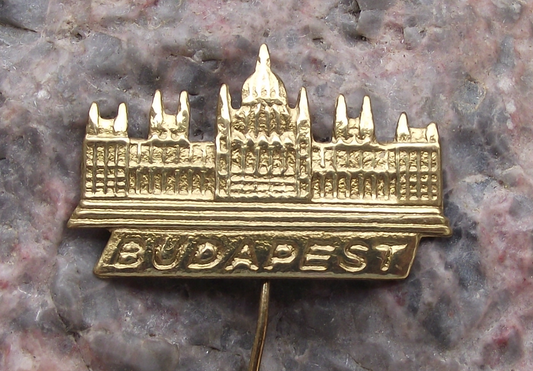 Vintage Budapest Parliament Building Hungary Országház Gold Pin Badge