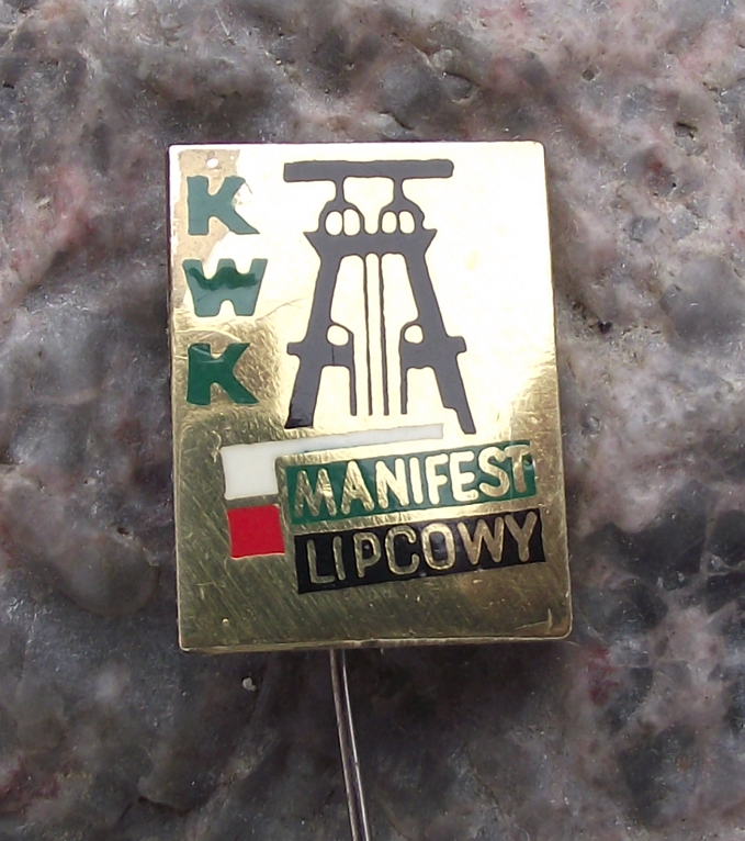 Vintage KWK Manifest Lipcowy Poland July Manifesto Coal Mine Pin Badge