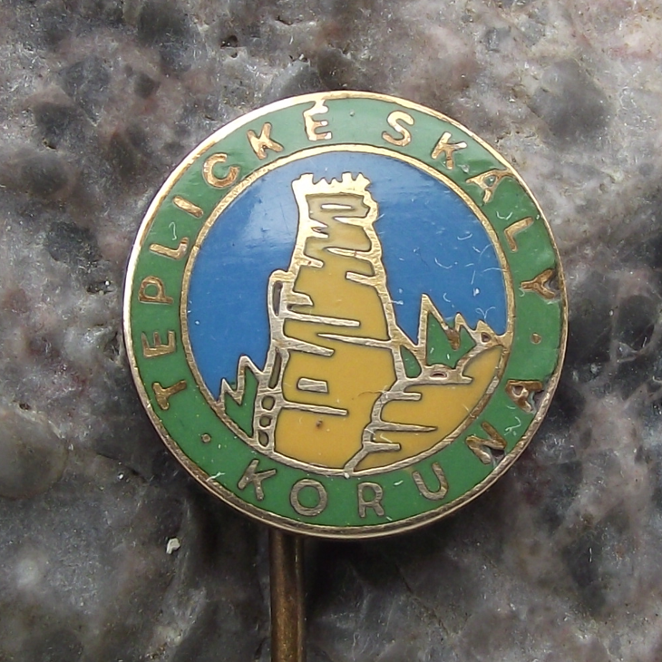 Vintage Teplice Skalní Koruna Slovakia Rock Climbing Formations Pin Badge